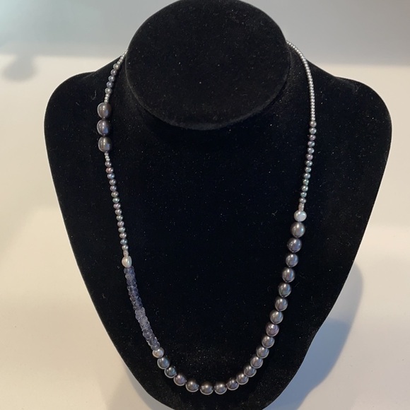 Sundance Catalog Gorgeous Iolite & Raven Freshwater Pearl & Sterling Nk-New - Picture 1 of 7